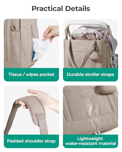 BAGSMART Diaper Bag Tote Puffer Baby Bag Lightweight for Travel, Work - color: Coffee