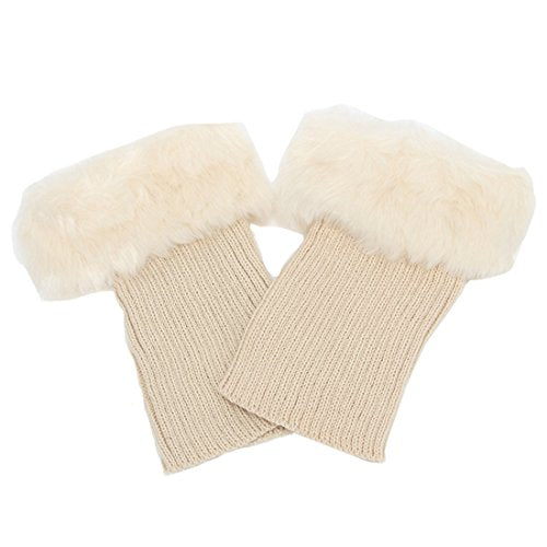 Womens Fur Trim Boot Cuff Top Cover Leg Warmers - color: Iovry