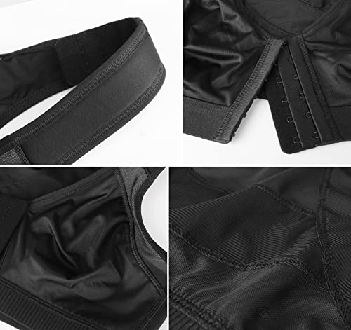DotVol Women's Front Closure Non Padded Wirefree Back Support Everyday Bra - color: Seamless Black, size: 40B
