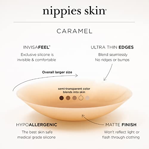 Nippies Non-Adhesive Silicone Nipple Covers, No Show Sports Bra Inserts - color: Caramel, size: Size 1 (Fits A-C Cups)