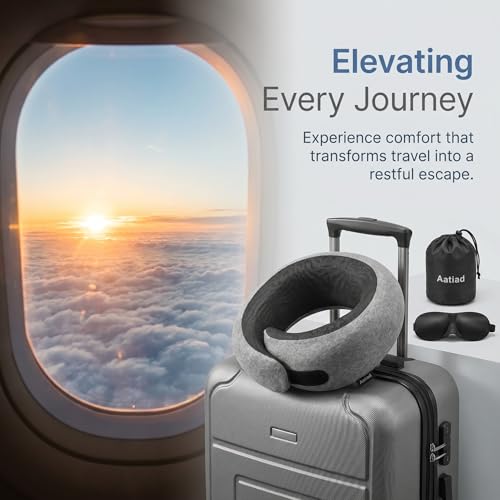 Travel Neck Pillow for Airplanes — Memory Foam, 360 Full Support