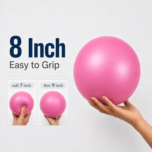 CIZEBO 6" or 8" Pilates Ball, Small Exercise Ball with Air Pump - color: Pink, size: 8 inch