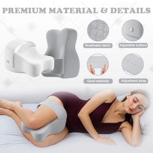 Knee Pillow for Side Sleepers,Relief from Sciatica Pain, Adjustable Strap, Pillow Sleeping Between Legs Aligns Spine, Memory Foam Leg Pillow for Hip Pain, Sciatica Pain Relief(White) - color: White
