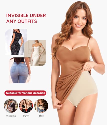 Nebility Tummy Control Shapewear Panties Seamless High Waist Thong Girdle - color: Beige, size: Medium