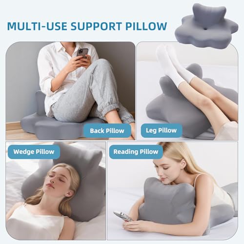 Memory Foam Support Wedge Pillow for Sleeping Reading Lying - color: Grey