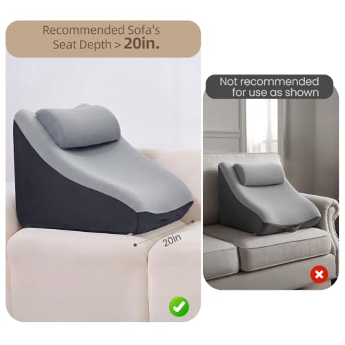 Vekkia 21” Back Rest Pillow with Dual-Layer Foam for Reclining and Sitting - color: Light Gray, size: 21 Inches