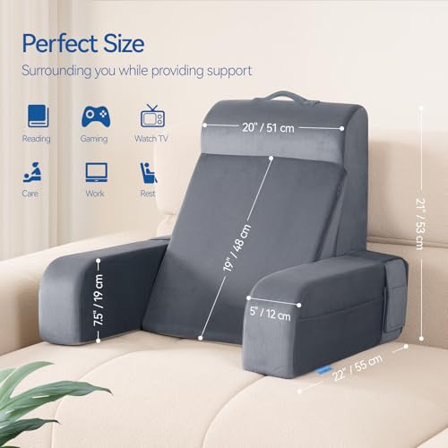 Kayfia Reading Pillow, Gel Memory Foam Back Rest Pillow, 21'', Gray - color: Gray, size: Large(21'')