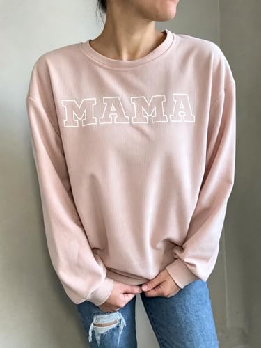 Women Waffle Knit Mama Embroidered Zippers Breastfeeding Nursing Sweatshirt - color: Pink, size: Medium