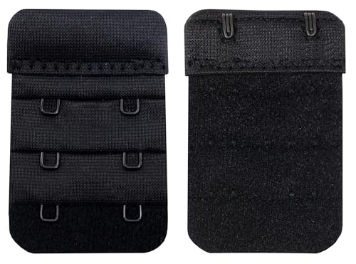 Women Bra Extenders 2 Hook/3 Hook/4 Hook Soft Bra Strap Extension - color: Bra Extender 2 Hook Black/Beige