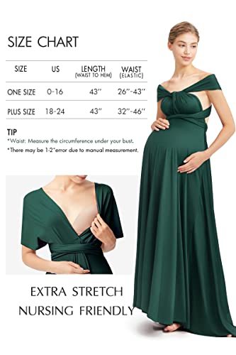 72styles Maternity Multi-Way Wrap Infinity Maxi Dress for Baby Shower - color: Dark Green, size: One Size Plus