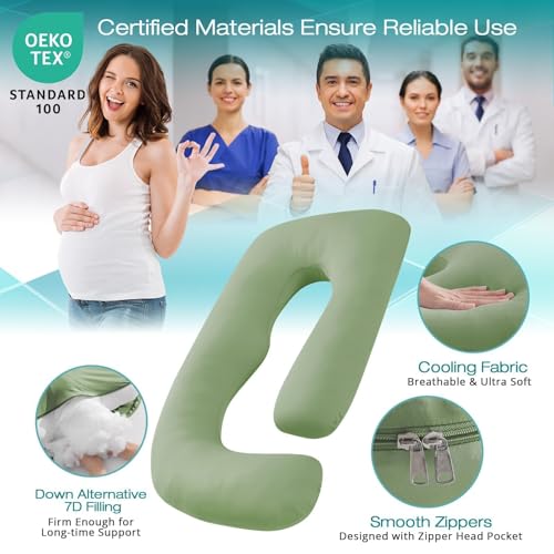 Cooling Pregnancy Pillows for Sleeping, 57'' Full Body Pillow, Green - color: Green, size: 57 Inch