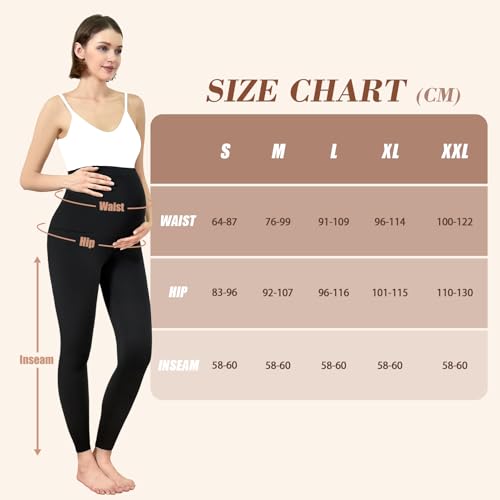 Walifrey Maternity Fleece Lined Leggings with Pockets - color: Brown, size: Medium