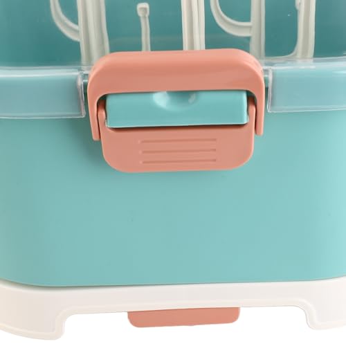 Ejoyous Baby Bottle Drying Rack Organizer, Nursing Bottle Storage Box, Compact Household Dust Proof Draining Thickened Plastic Bottle Holder Box for Home Travel (Green) - color: Green