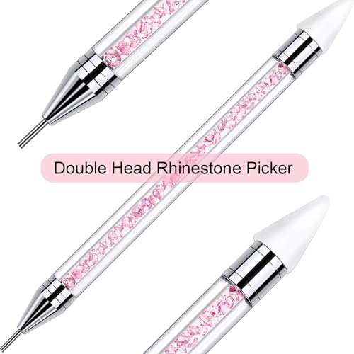 Tatuo 2 Pieces Rhinestone Picker Dotting Pen, Wax Pencil Pen, Pink White - color: Pink, White