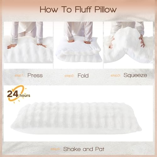 YZ HOME Faux Fur Fluffy Body Pillow for Adults, Soft Support - color: White