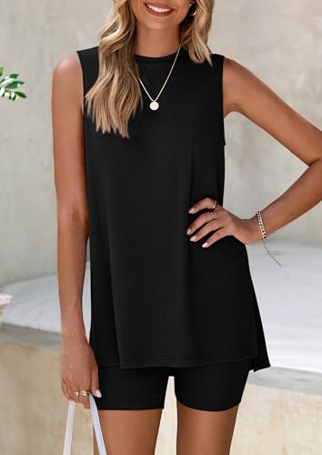 PRETTYGARDEN Lounge Sets for Women Matching 2 Piece Outfit - color: Black, size: Medium