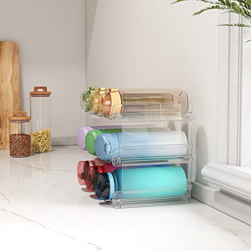 Lifewit Stackable Water Bottle Organizer for Cabinet, Clear Tumbler Holder - size: 3 Tier-9 Bottle