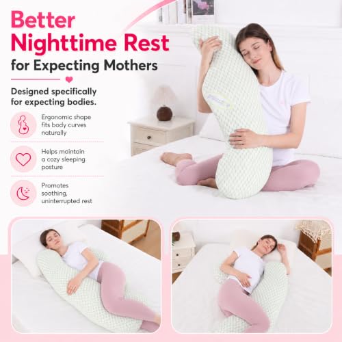 Pregnancy Pillows for Sleeping - Full Body Pillow for Pregnant Women Sleeping, Support for Back, Belly, Legs, Hips Green - color: Green