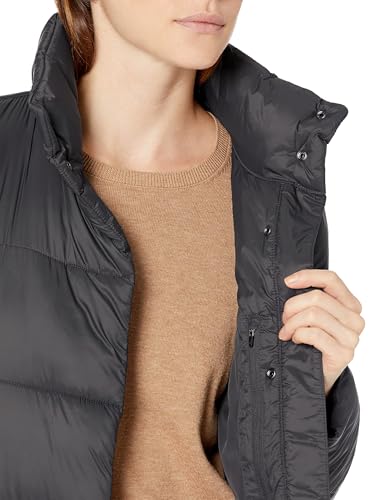 Amazon Essentials Women's Lightweight Full-Zip Water-Resistant Long Cocoon Puffer Winter Coat, Stand Collar, Insulated - color: Charcoal, size: Medium