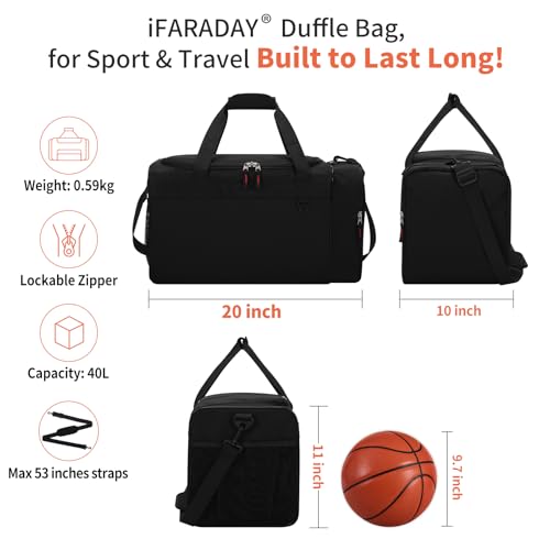 iFARADAY 40L Gym Bag for Men, 20 inch, Camo - color: Camouflage