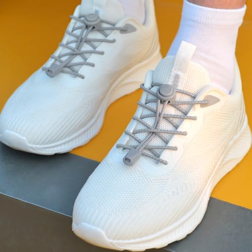 RJ-Sport Tieless Elastic Shoe Laces for Adults and Kids - color: Number 006 - Grey Reflective