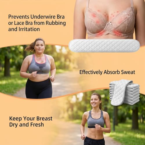 10 Pcs Cotton Bra Liners for Sweating 3 Layer Washable Sweat Liner Tummy Rash Under Boobage Sweat Pads Bras Breast Women Inserts To Absorb Breasts Absorbent Plus Size Reusable