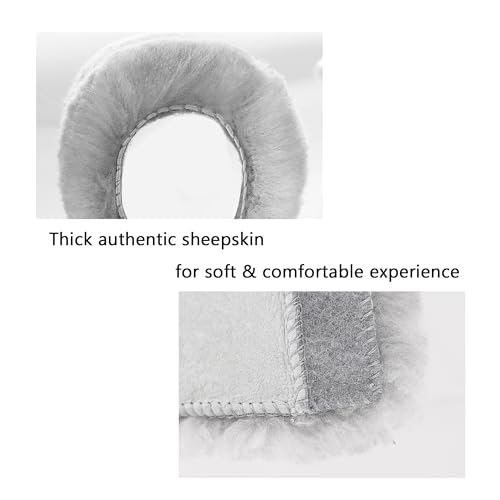 Amooca 2-Pack Real Wool Seatbelt Cover Authentic Sheepskin Shoulder Pad - color: Light Grey Sheepskin, size: 10.5in 2pack