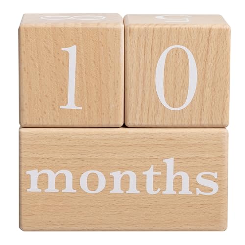 Pearhead Wooden Baby Age Milestone Blocks, Weeks Months Years - color: Wooden Age Blocks