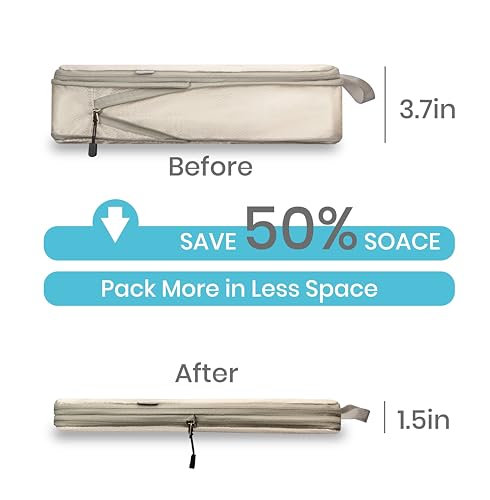 Compression Travel Packing Cubes with White Mesh, Apricot, 10Pcs - color: Apricot, size: Set of 10