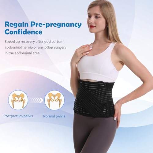 Paskyee Postpartum Belly Band, C-Section & Post Surgery Support - color: Black, size: S/M