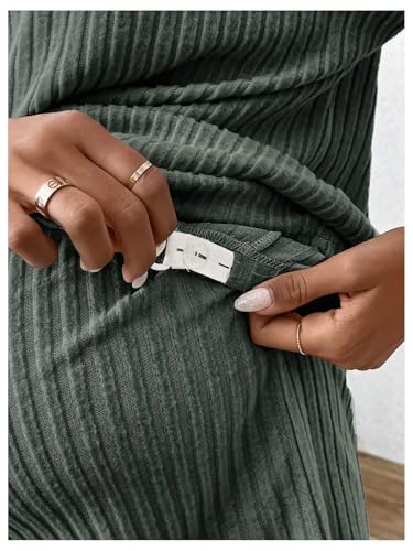 MakeMeChic Women's Maternity 2 Piece Sets Ribbed Shirt and Biker Shorts - color: Green a, size: Small