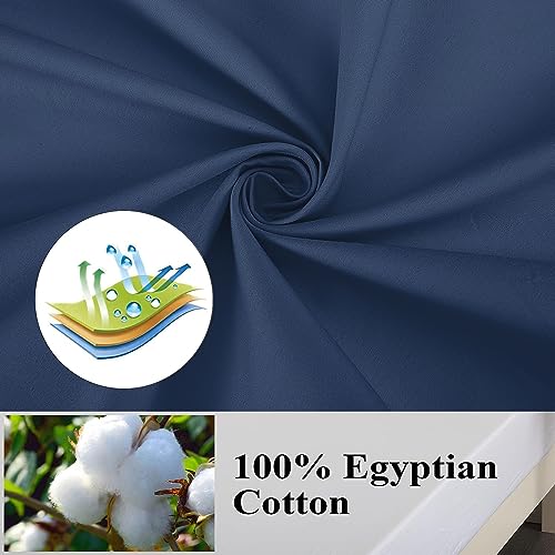 100% Egyptian Cotton Pillow Protectors Set of 2 Queen Size - color: Navy Blue, size: Queen 2Pack
