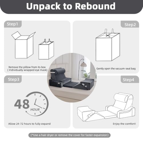 Wedge Pillow Set for After Surgery,Dark Grey,9PCS-23.2" - color: Dark Grey, size: 9PCS-23.2''