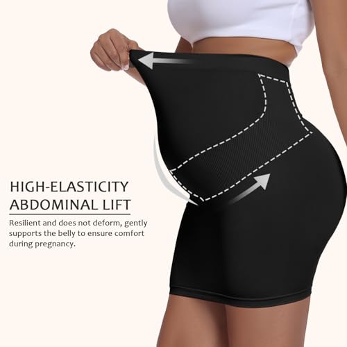 Women's Maternity Pencil Skirt Over Belly, High Waisted Solid Stretchy Pregnancy Shapewear Dress Bump Support 2-Pack - color: Black, size: X-Large