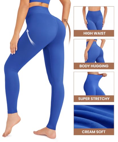 VALANDY Creamlush 1/3/5 Pack High Waisted Leggings for Women Buttery Soft - color: 1 Pack - Princess Blue, size: Medium-Large