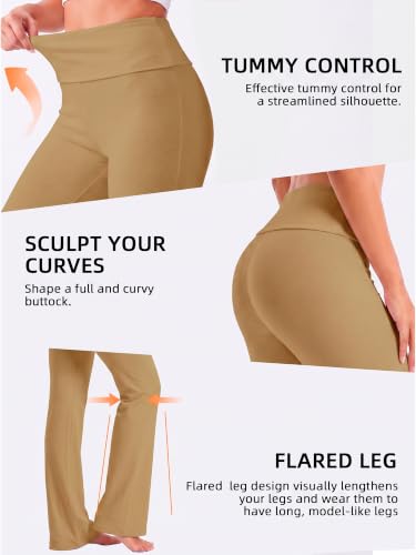 Flare Leggings for Women Tummy Control Bootcut Yoga Pants - color: 30"coffee Brown, size: X-Small