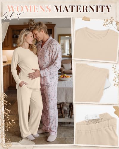Riyiper Womens Oversized Maternity Pajama 2 Piece Set - color: Apricot, size: XX-Large