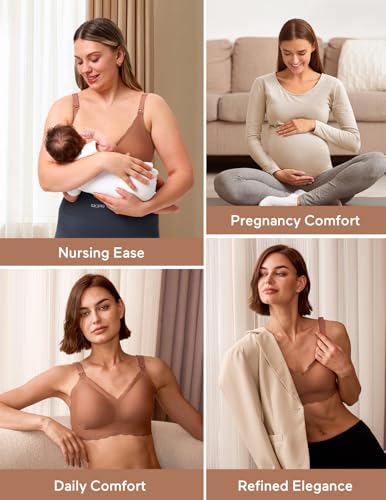 Nursing Bras for Breastfeeding Comfort Maternity Bras for Pregnancy Seamless Bralettes with Extra Extender - size: XX-Large