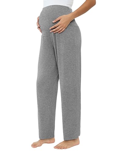 Joyaria Bamboo Viscose Maternity Pajamas Pants Over Belly - color: Gray, size: XX-Large
