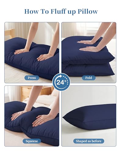 YZ HOME Full Body Pillow Insert -Large Long Bed Pillow for Side Sleeper - color: Navy