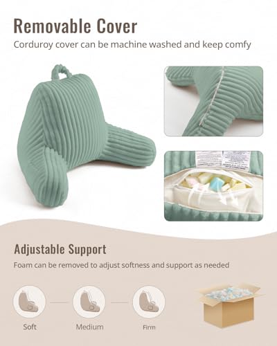 Blissful Diary Reading Pillow for Bed, Backrest Pillow, Mint Green - color: Fuzzy Mint Green, size: Standard(18inch)