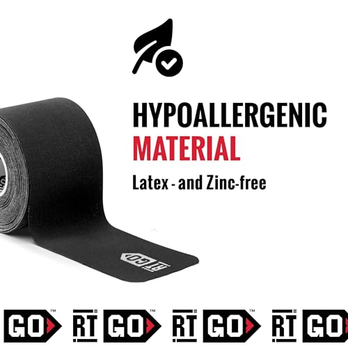 RockTape Go Gentle Adhesive Pre-Cut Kinesiology Tape (Black) - color: Black, style: GENTLE