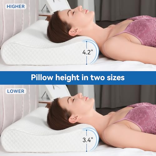 AM AEROMAX Contour Memory Foam Cervical Pillow for Neck Pain Relief, White - color: White, size: Standard Size