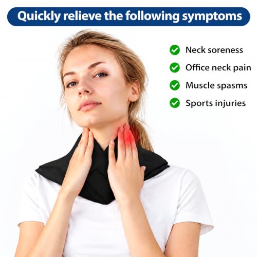Reusable Neck Ice Pack Wrap - Hot Cold Therapy Gel Pack for Neck Shoulder Pain Relief, Adjustable Velcro Strap, Soft Lycra Fabric, Flexible Cervical Cold Compress for Injuries Recovery