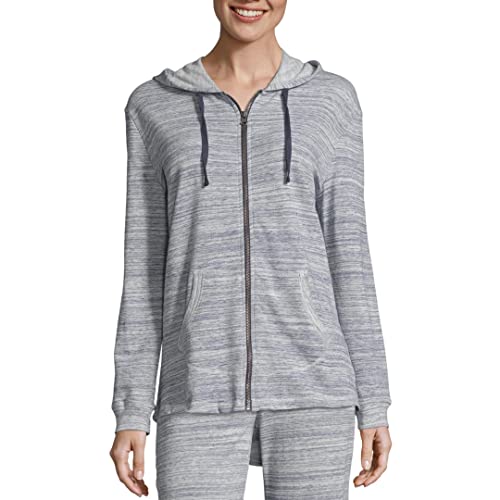 Hanes womens French Terry Zip Hoodie - color: Navy Spacedye, size: Medium