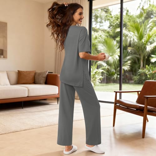 Netsmile Lounge Sets for Women Fall Pajamas 2 Piece Pjs Postpartum Outfits - color: Grey, size: X-Large