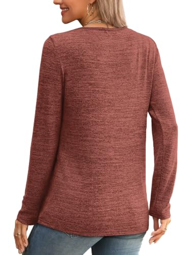 OFEEFAN Long Sleeve Shirts for Women Boho Tops Trendy Blouses Dressy Casual - color: Caramel, size: Medium