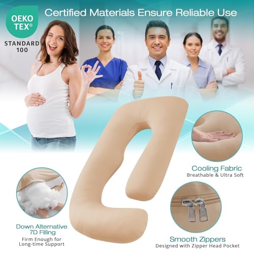 Cooling Pregnancy Pillows for Sleeping, 57'' Full Body Pillow, Beige - color: Beige, size: 57 Inch