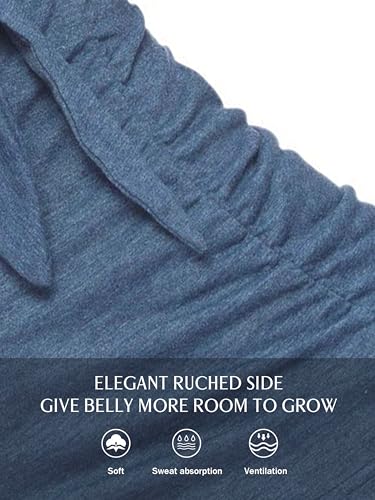 Glampunch Maternity Shirts Short & Long Sleeve Wrap Maternity Tops - color: 15-navy, size: Small