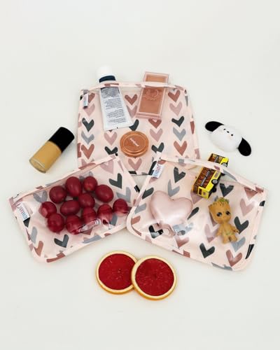 ALVA 3pcs Mess-Proof Travel Pouches,TSA Approved Toiletry Bag,Makeup Bag - color: Classic love
